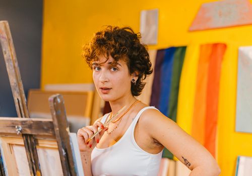Artist working in a peaceful studio